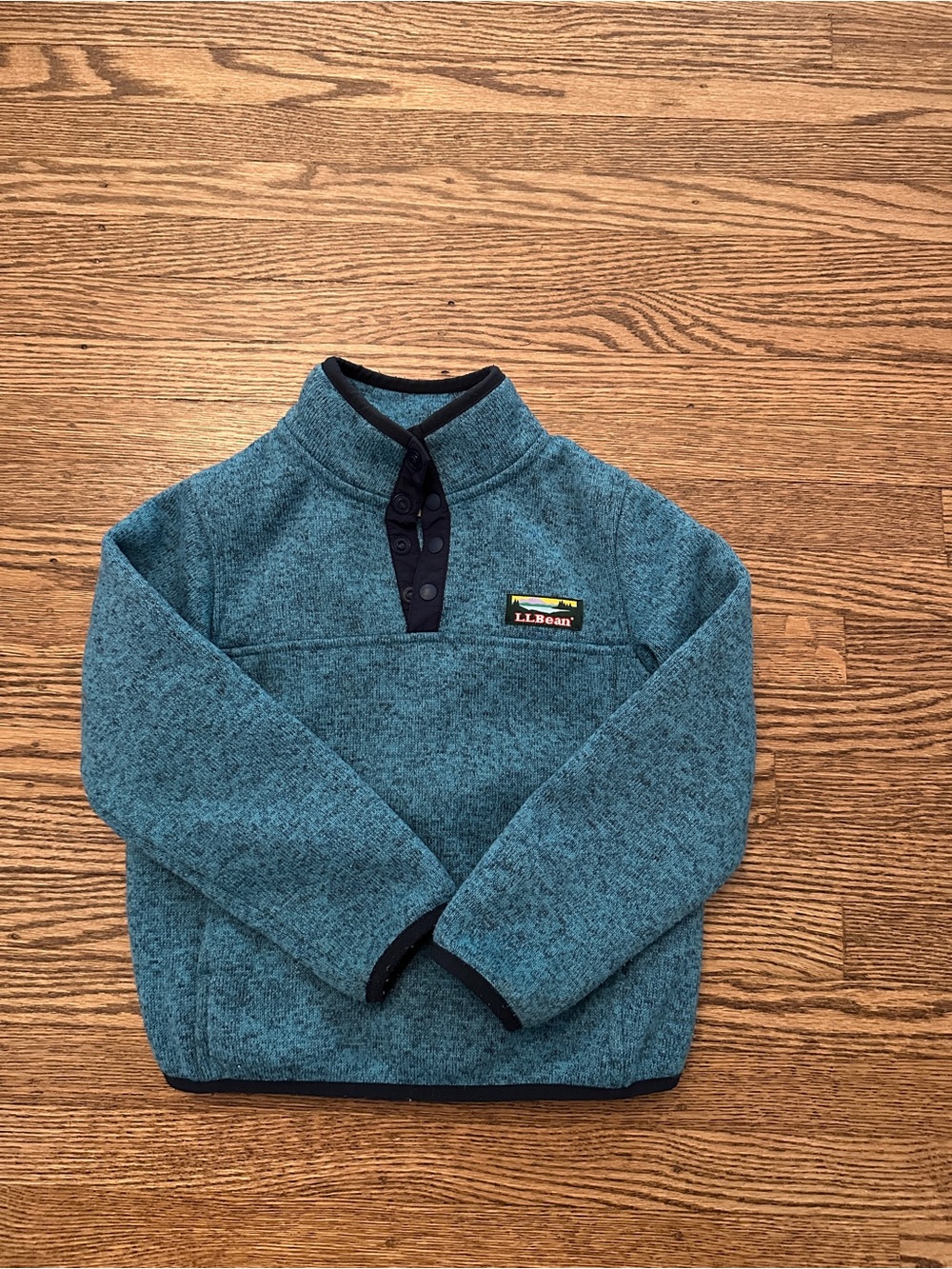 L.L. Bean 4T (Small) Kids' Teal Heather Snap-Neck Fleece Pullover